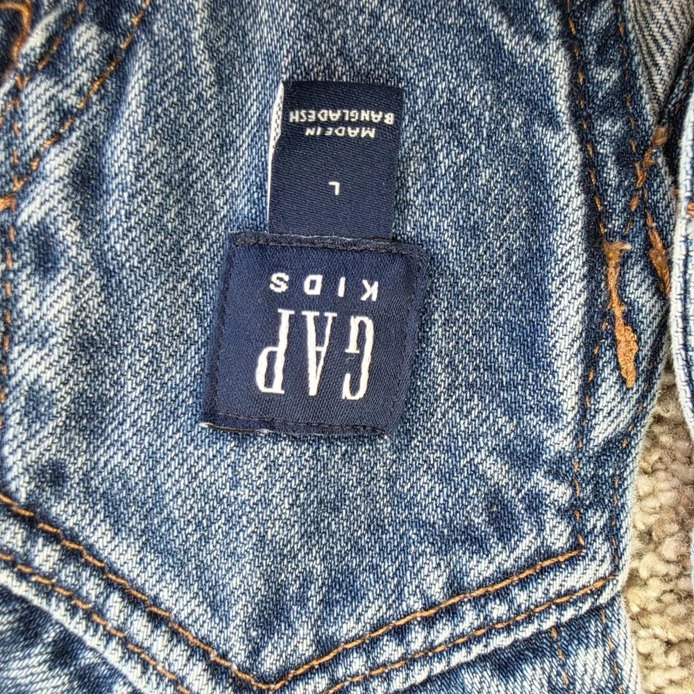 Gap Kids Overalls Girls Large Blue Distressed Wide Leg Denim Outdoor Y2K Kids
